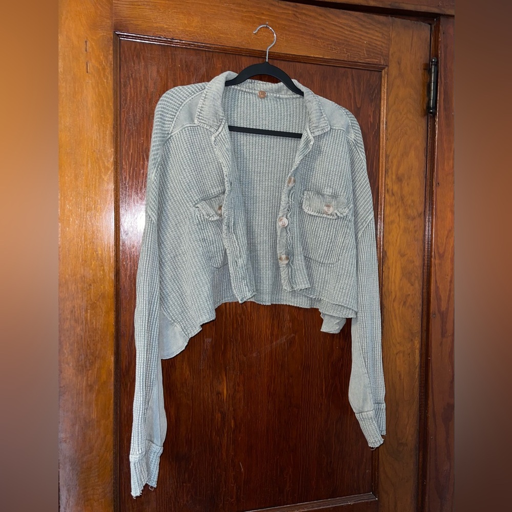 EUC We the Free Cropped Scout Jacket in sage green